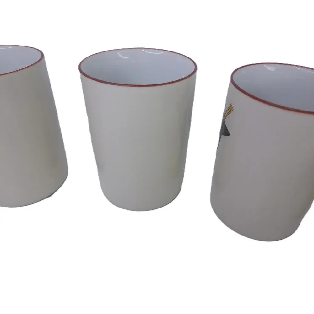 Vintage Japanese Kabuki & Geisha Yunomi Tea Cup Set of 6 Porcelain Tumblers